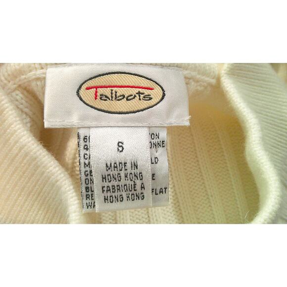 Talbots Full Zip Woven Sweater Women's Small Cream Off White - Picture 5 of 6